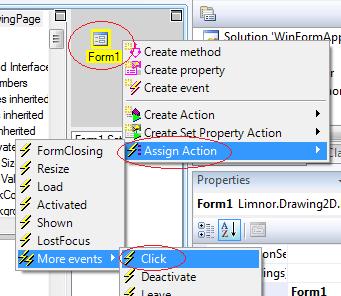 Via Event Path To do Assign actions to event operations in the Event Path, right-click the icon representing the class