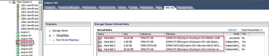 Target view (for the vsphere host) Figure 6 shows the VMware vcenter