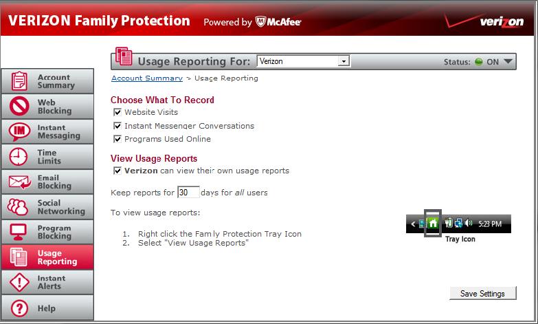 24 Verizon Family Protection User Guide Customizing usage reports You can check the Family Protection usage logs to see what your family members are doing online.