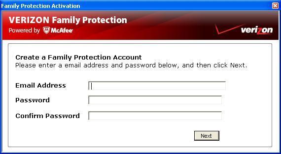 6 Verizon Family Protection User Guide Activating your software We'll ask you to activate Family Protection immediately after you install it for the first time.