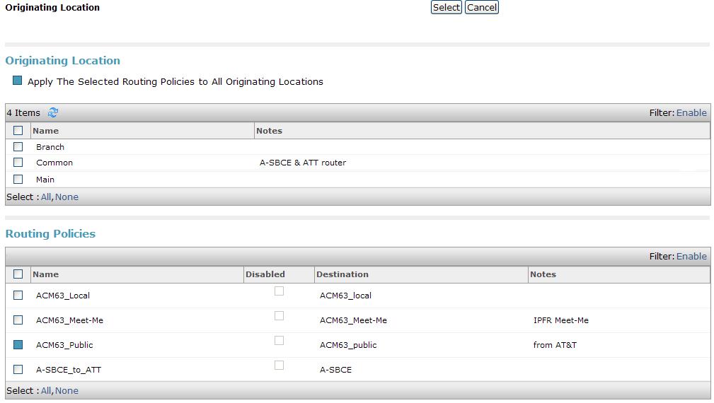 Step 5 - In the Routing Policies section, check the checkbox corresponding to the Routing