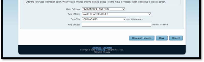 Initiating a New Case You can initiate a new case e filing from the E Filing tab menu, either through the My E Filings page or the File a New Case page.