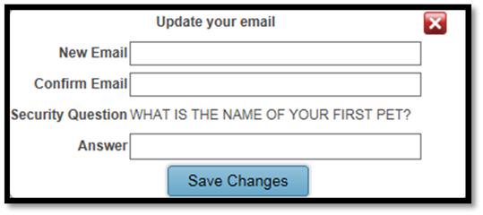 Update Email Address To update your email address, you must answer the security question.