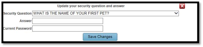 and/or answer, you must enter your current  Figure 46: Change Security Question/Answer Logging Out Select