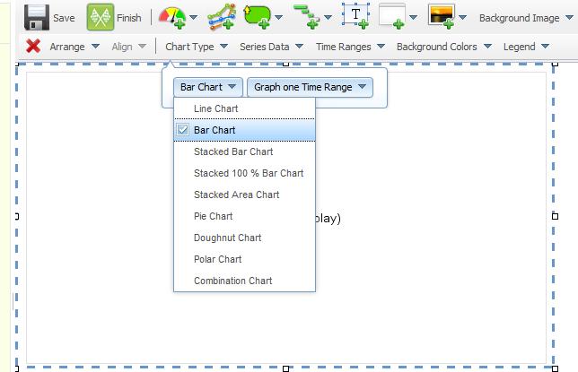 Bar Charts You can also add a Bar Chart to your dashboard. Simply, click on the chart icon. Click Chart Type and select Bar Chart from the drop-down menu.