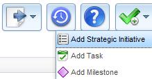 New Task Button Strategic initiatives, tasks, and milestones can be created at anytime if you are displaying any subsection of the Strategic Initiatives section, all Balanced Scorecards subsections