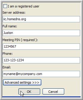 1 In the Full Name field, type your full name, first name, and then last name. 2 In the Meeting Pin field, type your Meeting PIN. The Meeting PIN is automatically filled out for most invitations.