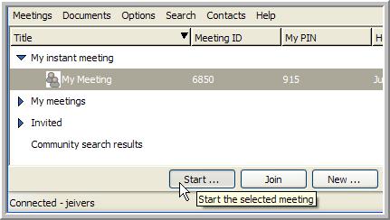 The Meeting Setup window appears. 3 Add your contacts.