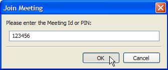 2 Type the Meeting ID or PIN number into the field in the Join Meeting dialog. Use the Meeting PIN to join meetings whenever possible so that the meeting server can identify you.