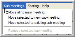 Figure 3-12 Sub-Meetings Menu Moderators can use the following Sub-meetings menu items: Move All to Main Meeting: Select one or more sub-meetings, and then select this menu item to move all the