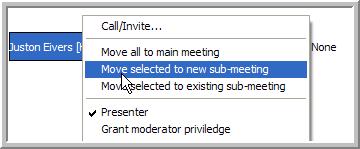 How to Start a Sub-Meeting The most common way is to make a 1-to-1 call to another participant, which automatically puts you and the called party in a new sub-meeting.