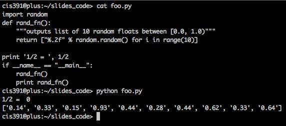 Python Environments Cont d Scripts Not REPL, need to explicitly print Type Python