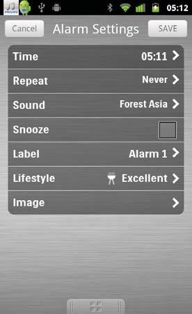 » The new alarm is saved and displayed on the screen.