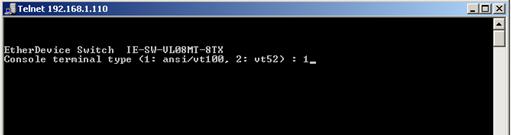 You may also issue the Telnet command from a DOS prompt. In the terminal window, the Telnet console will prompt you to select a terminal type.