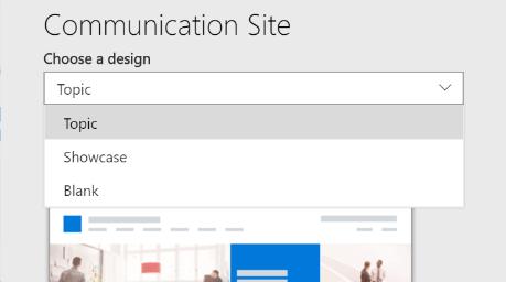 Site design selections appear in site provisioning UX
