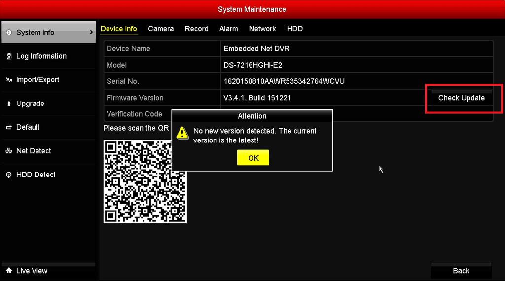 Newly support upgrading DVR firmware version by EZVIZ cloud.
