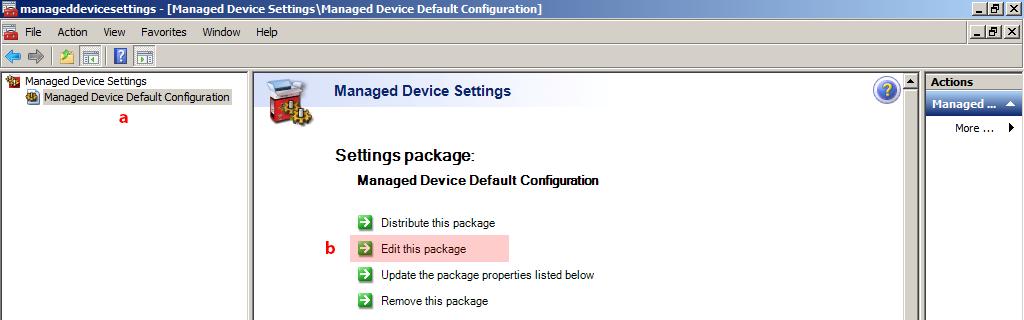 Within the details pane, click Edit this package The list of available settings is displayed within the details