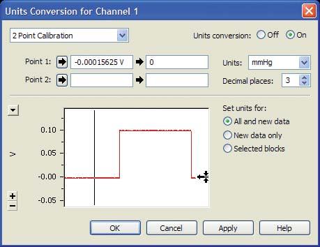 From the Channel Function pop-up menu 0,select Units Conversion. The Units Conversion dialog will open.