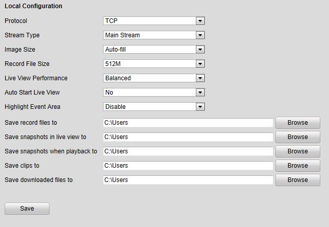 Chapter 5 Device Configuration 5.1 Local Configuration Click Configuration > Local Configuration to enter the Local Configuration interface. Figure 5.