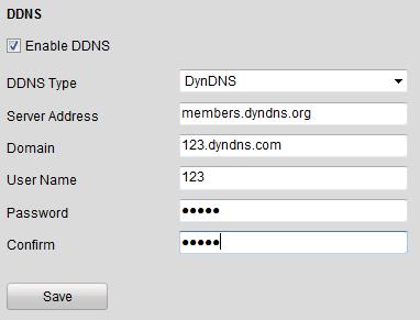 Click the Remote Configuration > Network Settings > DDNS Settings to enter the DDNS Settings interface: Figure 5. 11 DDNS Settings 2. Check the Enable DDNS checkbox to enable this feature. 3.