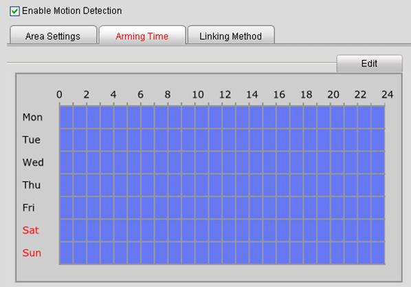 Figure 6. 10 Motion Detection-Area Settings (8) Click Save button to save the settings. 2.