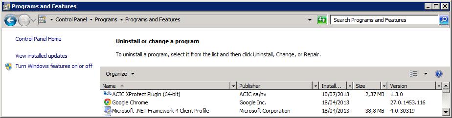 Illustration 20: Checking the ACIC XProtect Plugin in the Windows program manager 5.
