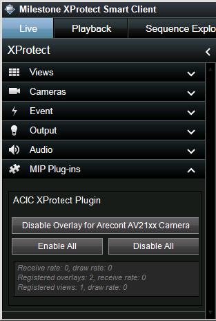 5.3 Displaying the overlays On the Smart Client application, a side panel for the ACIC plugin is available.