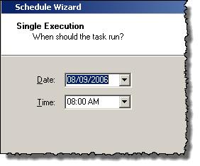 In the Date and Time boxes, specify the exact date and time of performing the task. 7. Click Next.