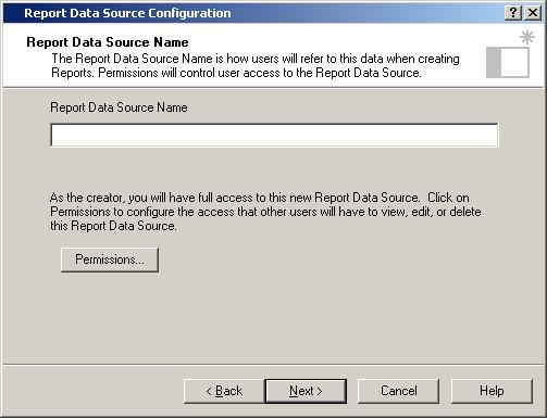 Chapter 6 Advanced Reporting Topics Step 2: Give the Report Data Source a Name The Report Data Source Name page of the wizard appears. To name the report data source: 1.