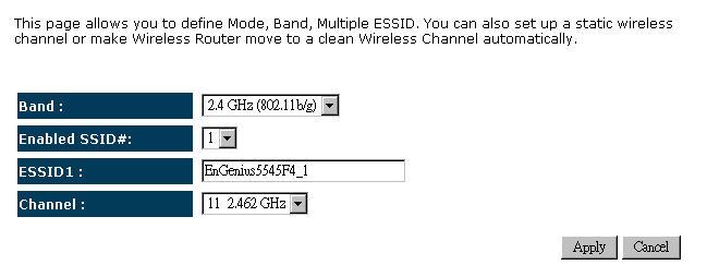 4.2.1.2. Basic Band: Configure the device into different wireless modes. 2.4 GHz (802.