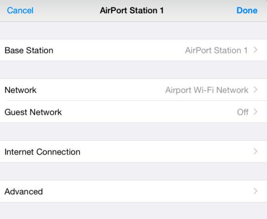 In the connection settings, choose Base Station, Network, or Internet Connection