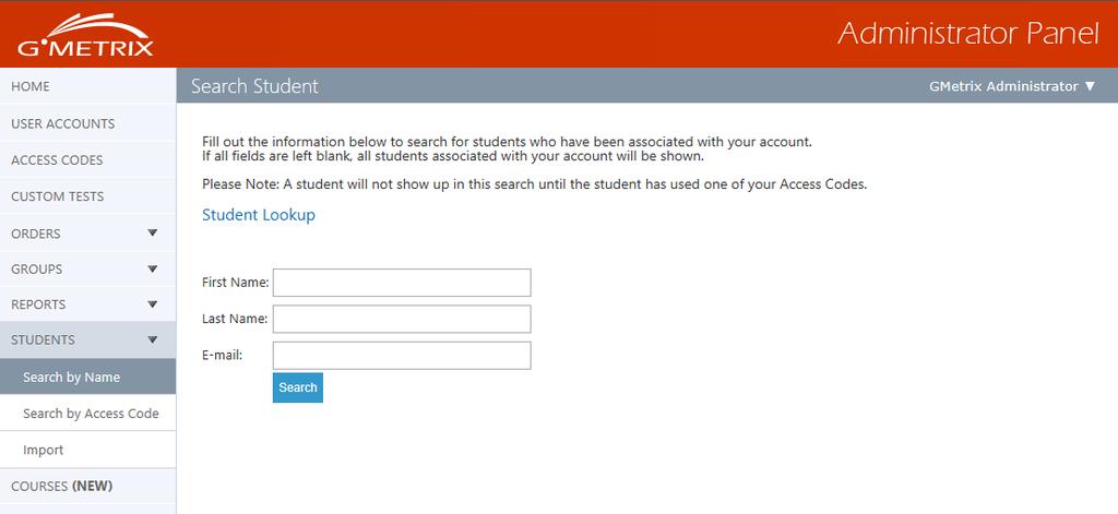 2. Enter the student s first name, last name, and/or email address and click Search. 3.