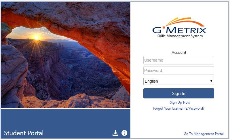 LOGGING IN TO THE STUDENT PORTAL To log into the GMetrix Student