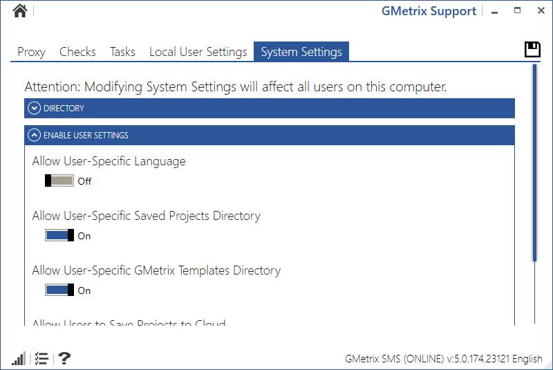 SMS OPTIONS MENU There are a number of options and settings available in the Options tile of GMetrix SMS. This section of the guide will cover the purpose of each of the options tabs and tasks.
