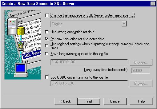13.In the ODBC Microsoft SQL Server Setup window, verify that the ODBC settings are correct, and then click Test Data