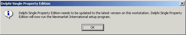 2. Click OK. The workstation update proceeds and the following message appears. 3. Click OK. Setup will update all required files and local settings, and then asks if you want to install the Outlook Integration, DelphiSync.