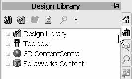 The Design Library tab contains four default selections. Each default selection contains additional subcategories.