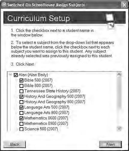 If you do not want to load the curriculum on your computer, the student must have the disc in the CD drive when working on the subject. 6. Click OK.