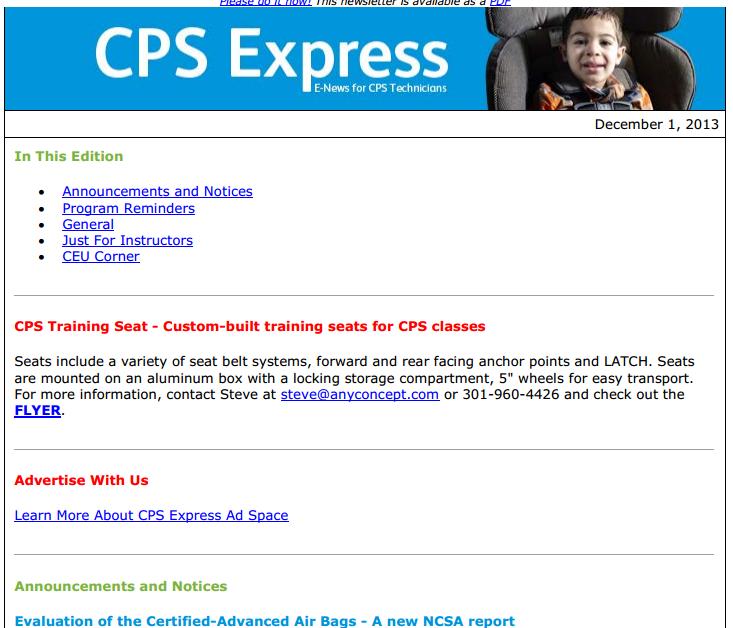 CPS Express! Twelve editions of the CPS Express! E-newsletter were sent out in 2013.