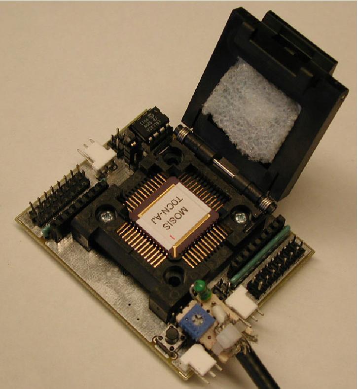 Figure 11: The test board with an XPIC chip in position in the socket. 3.3 Test Results 3.3.1 Functionality Most of the functionality testing was performed with the ROM-based self test.