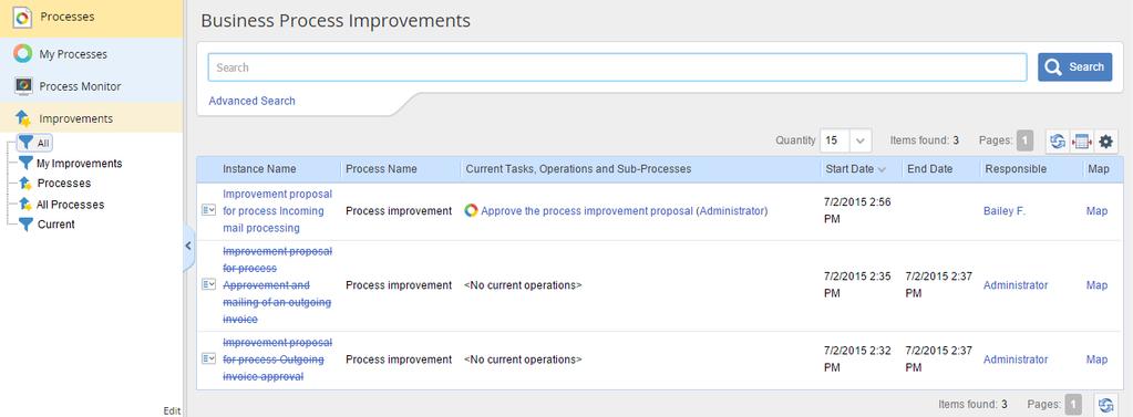 The improvement of the Leave Request process starts. The process owner receives a suggestion for approval. According to the Responsibility matrix settings, the process owner is the HR Director.