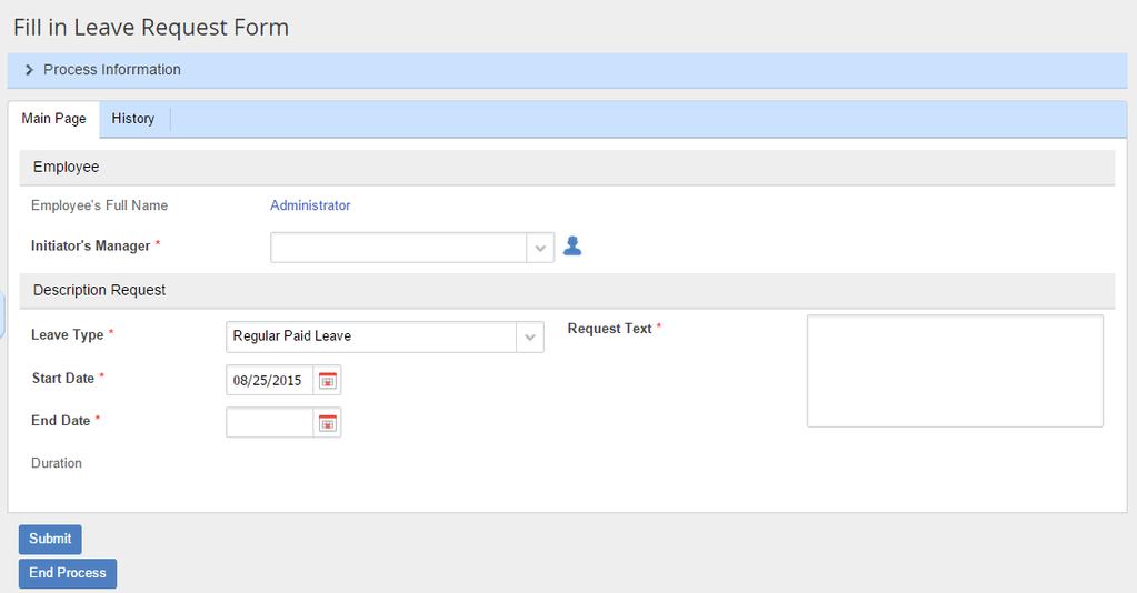 Fig. 156. A task form in ELMA Web Application 5.7.6.2 Basic form settings To configure the task form created in Form Builder click the Form Settings button in the form toolbar (Fig. 157)