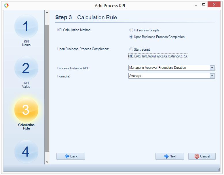 For the Approval Time KPI of the Leave Request process select Time type. Step 3. Calculation Rule Select KPI calculation method and specify the KPI calculation rule.