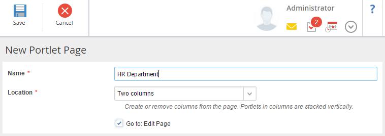 Chapter 6 Web Portal Fig. 213. Creating a main page On the portlet page, you can adjust the arrangement of portlets.