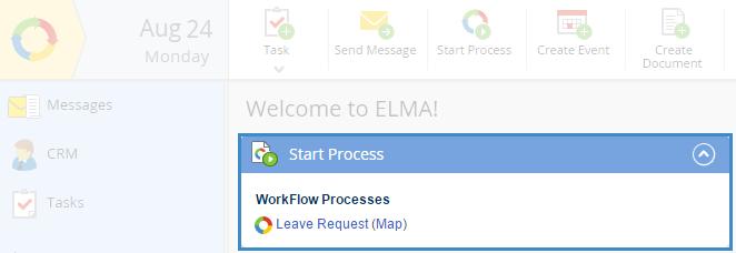 Fig. 94. Start Process Portlet Before starting the process, you can review the process map - it will open in a new browser tab.