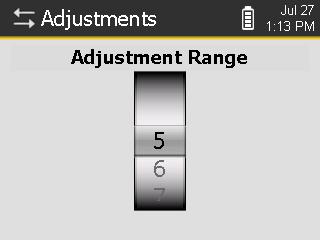 Press and arrows. to set adjustment range between 5 and 15.