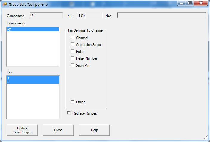 Group Edit and Net Edit allow you make changes to the pin of a component and have those modifications also change components that have the same number of pins within the same Sequence.