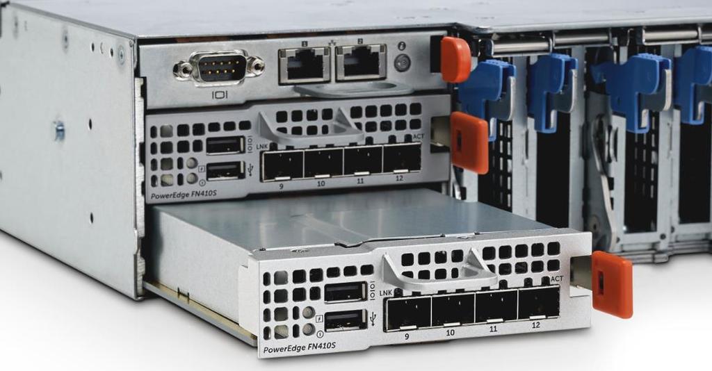IOM with two ports of native Fiber Channel and two ports of SFP+.