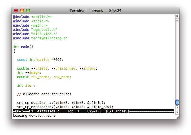 c & Starts emacs and loads file programsource.c into it The & ensures the prompt is not blocked, to e.g. compile and run programs Starting emacs from terminal to run in terminal: emacs -nw programsource.