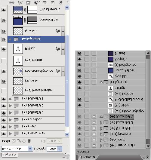 Create a multi-page menu in Photoshop Prefix the name of the group with (#) for Encore to recognize the group as a page. 1. Open a file in Photoshop, and select Window > Layers. 2.